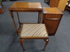 An Edwardian oak barley twist occasional table,