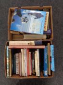 Two boxes containing hardback volumes to include arctic landscapes, history of cars, railways,