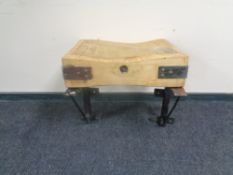 An antique butcher's block,