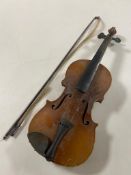 A 20th century Antonius Stradivarius copy violin and bow CONDITION REPORT: Back 14