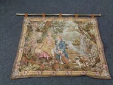 A Franklin Mint by Marc Waymel wall tapestry on brass rail