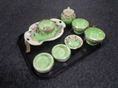 A tray of Maling china to include peony rose dishes, shaped plate, blossom bow jug.