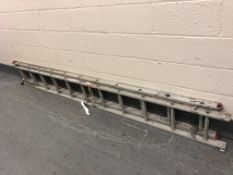 An aluminium extension ladder