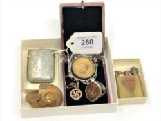 A small group of collectibles to include a silver plated vesta,