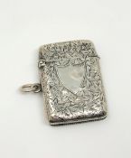 An antique silver vesta case.