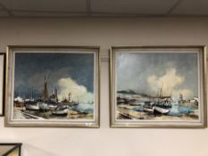 M Gaulin (French contemporary) Fishing boats in harbour,