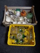 A brass bowl wall light