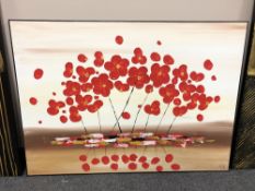 Piero Montanelli : Poppies, oil on canvas, 90 cm by 65 cm, initialed and dated verso.