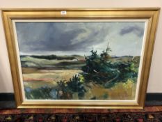 Continental School : rural landscape, oil on canvas, 95 cm x 65 cm, indistinctly signed, dated '67,