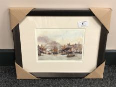 After Tom MacDonald : The Tyne at Newcastle upon Tyne, reproduction in colours, signed in pencil,