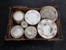 A box containing a quantity of miscellaneous Royal Albert and Paragon bone china tea and dinner