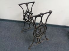 A cast iron Singer sewing machine treadle base.