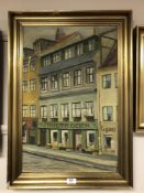 Continental School : Street scene, oil on canvas, signed Wilman, 60 cm x 40 cm, framed.