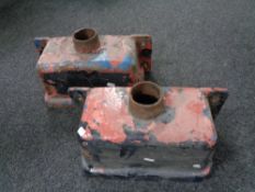 Two cast iron drain hoppers.