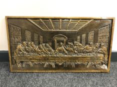 A gilt plaster panel depicting The Last Supper