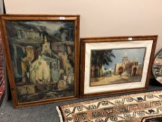 Continental school, abstract study of a church, oil on board, signed Gorgolewski and dated '64.