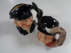 Two Royal Doulton character jugs, Gone Away and Lobster Man.