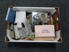 A box of metal embossed jewellery boxes,