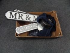 A box of wooden signs, Regatta fleece,