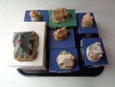 A tray of seven boxed Lilliput lane cottage ornaments