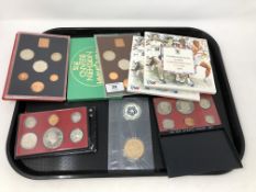 A tray of British and American proof coins sets,