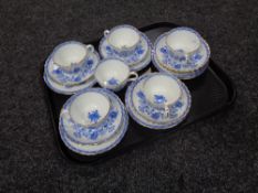 Six Minton Hardwicke Hall china trios.