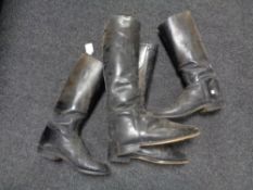 Two pairs of vintage leather riding boots