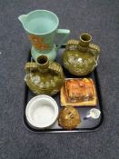 A tray of china, Portmeirion, Brentleigh ware vase,