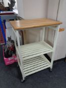 A pine kitchen trolley