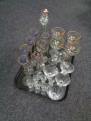 A tray of assorted glass ware,
