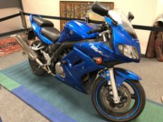 A 2007 Suzuki SV 650 motorcycle, Registration NU57 ZSJ, Blue, 6,362 miles,