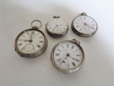 Four silver pocket watches - Thomas Russell of Liverpool, Collingwood & Son and two others.