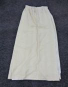 Two pairs of cream striped curtains,