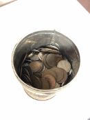 A tin of Irish copper and silver coins