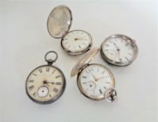 Four silver pocket watches including two full hunters, George Pickett etc.