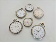 Six Continental silver fob watches.