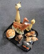 A tray of nine twentieth century Dutch and Russian animal figures