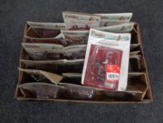 A box containing 18 Delprado cavalry of the Napoleonic Wars figures on horseback with magazines.