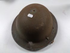 A World War II tin helmet.