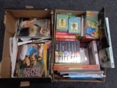 Two boxes of Royal Family books and magazines together with a further box containing books to