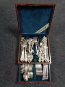 A Rogers Brothers canteen of plated cutlery together with a further box set of six stainless steel