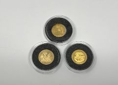 Three Elizabeth II fine gold crowns 2009; The Birth of Lord Nelson Anniversary,