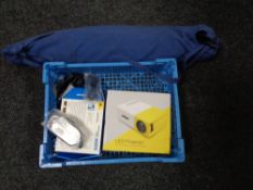 A Next Base dash-cam together with a LED projector and screen in carry bag