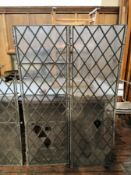 Eight items of stained glass to include 2 x tall panels (142 cm x 46cm),