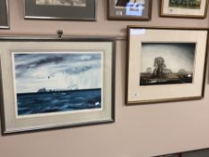 Roland Hilder : A view across farmland, limited edition colour print, signed in pencil,