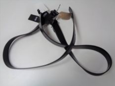 Two Hugo Boss men's black leather belts