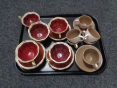 Six Royal Albert Mayfair Series bone china teacups and saucers together with six further Poole