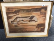 Continental School : Abstract study of buildings, colour print, signed in pencil, numbered 14/270,