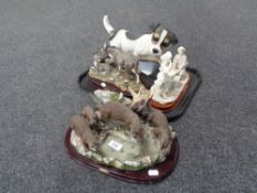 Two Juliana Collection figure groups, Otter family and Donkey with foal,