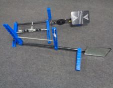 Two car wheel laser alignment gauges